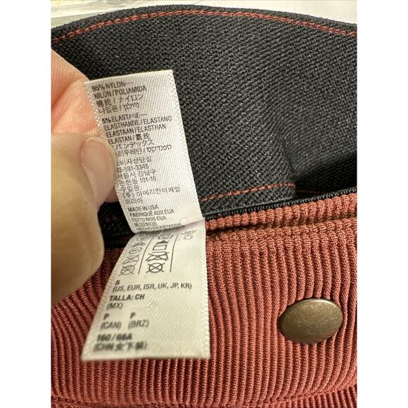 AMERICAN APPAREL RIDING PANT S Ribbed Equestrian Henna Rust Brown High Rise - Picture 7 of 10